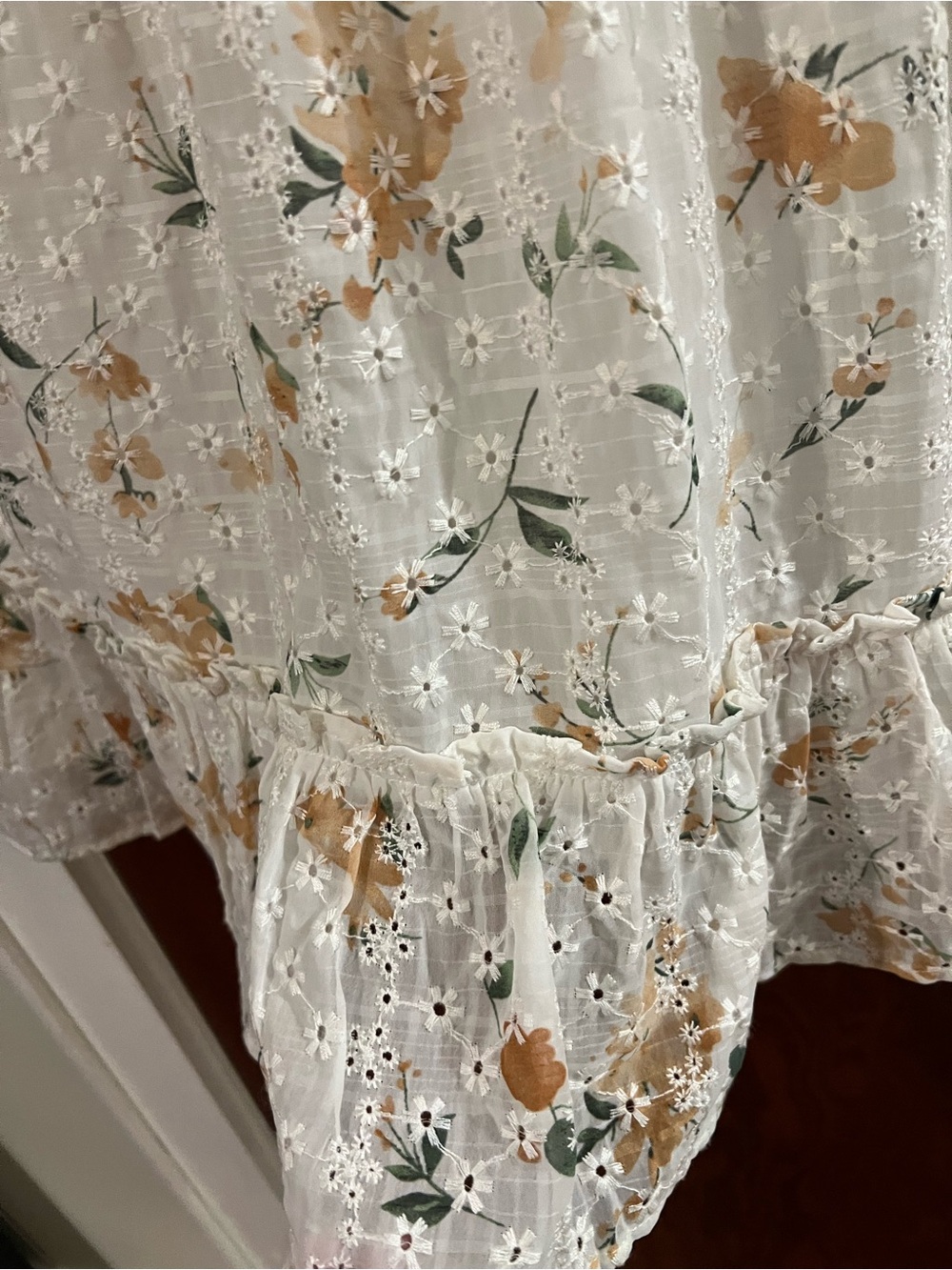 Altar’d State White Eyelet Floral Flutter Sleeve Mini Dress Size M Cottagecore - Picture 6 of 8